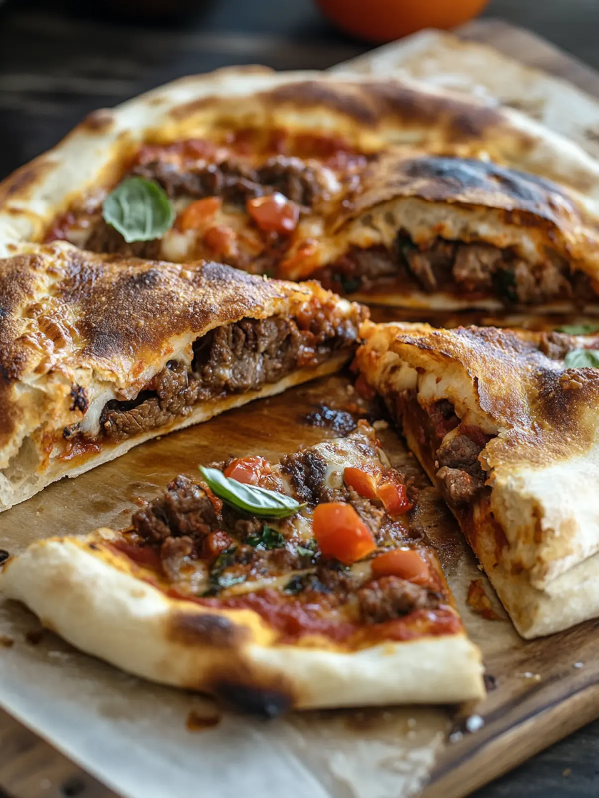 PIZZA CALZONE WITH BEEF