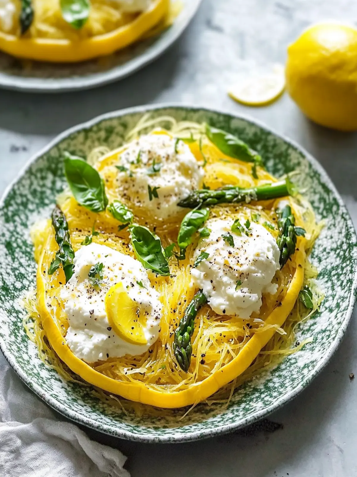 Spaghetti Squash with Asparagus, Ricotta, and Lemon