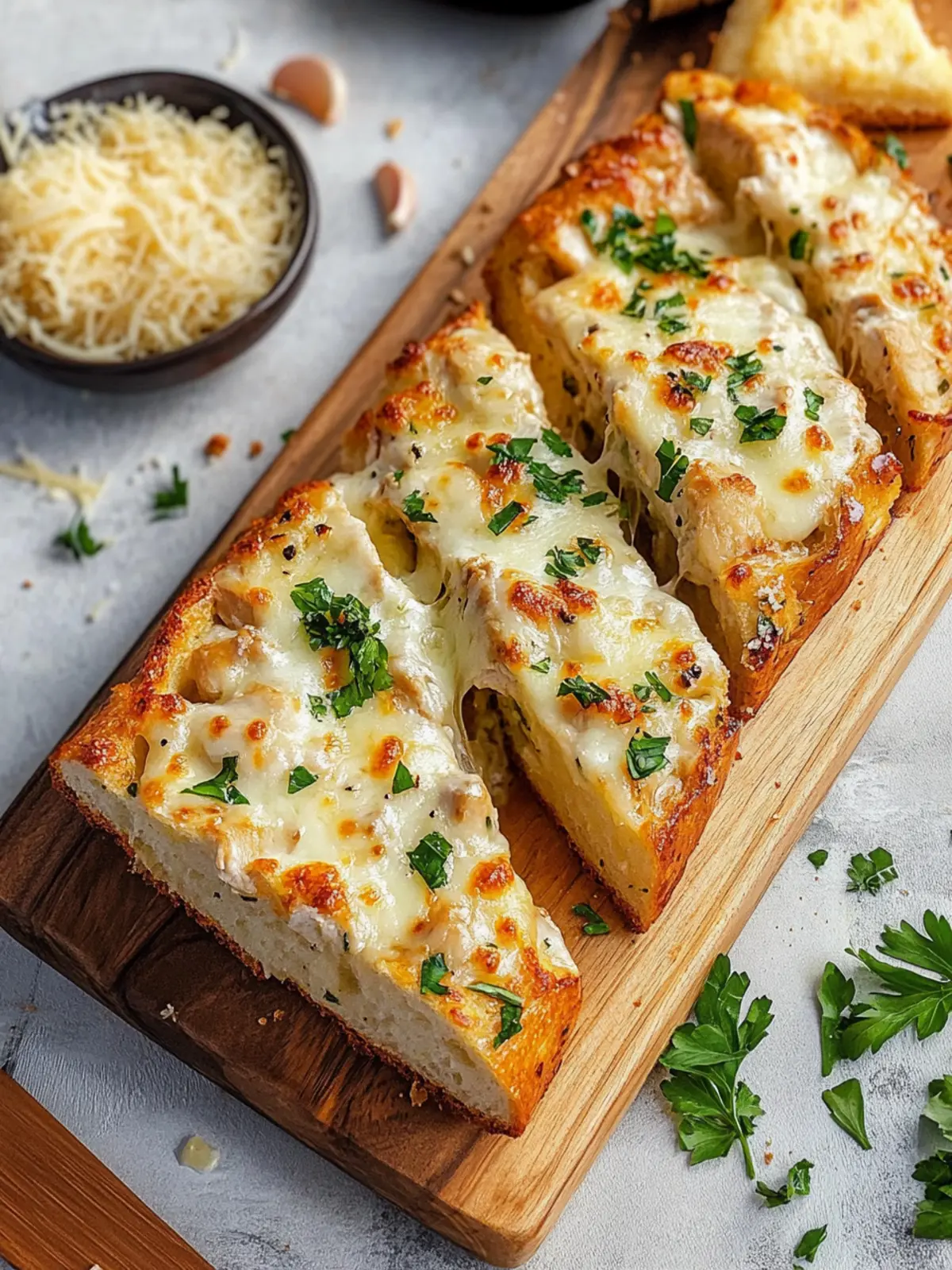 Viral Chicken Alfredo Garlic Bread