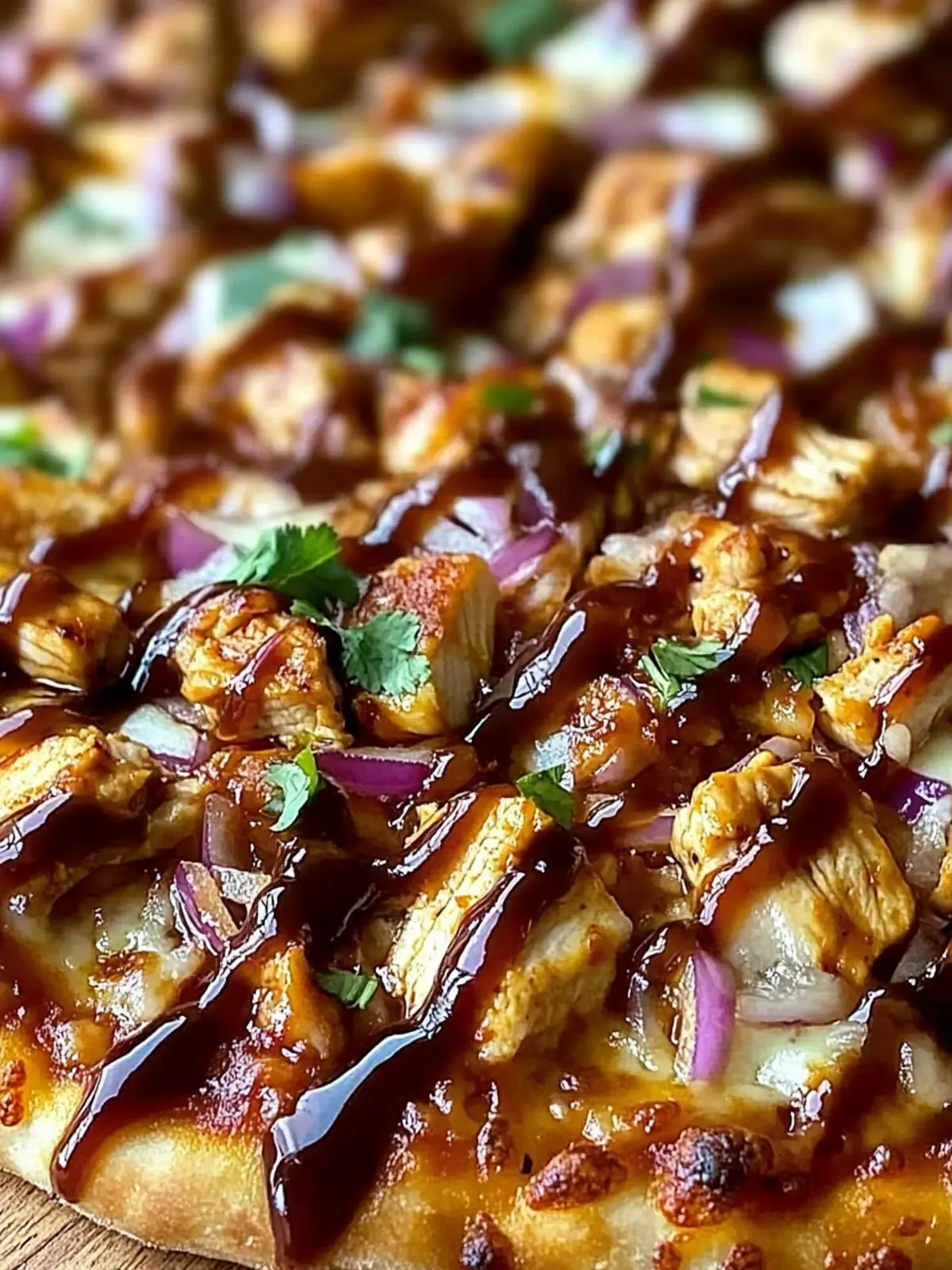 BBQ Chicken Pizza with Caramelized Onions and Fresh Cilantro