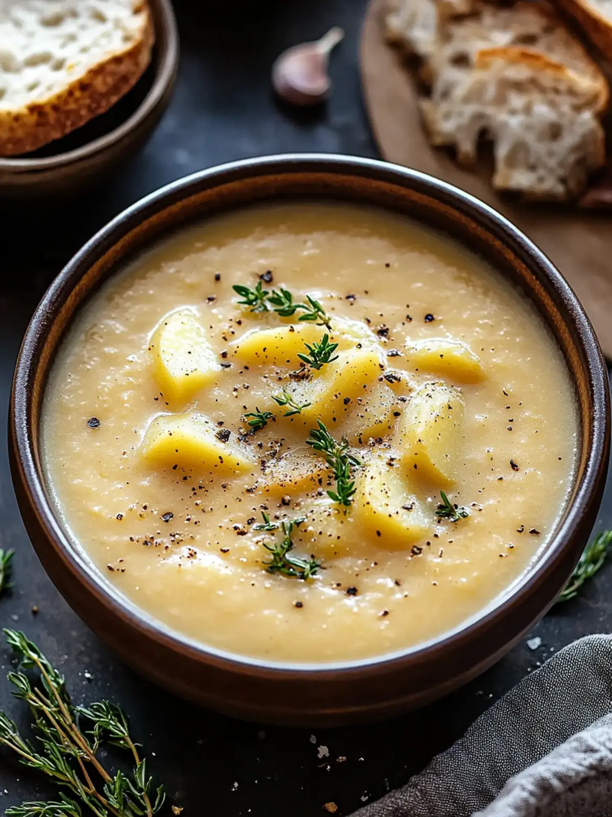 Hearty Cheddar Garlic Herb Potato Soup