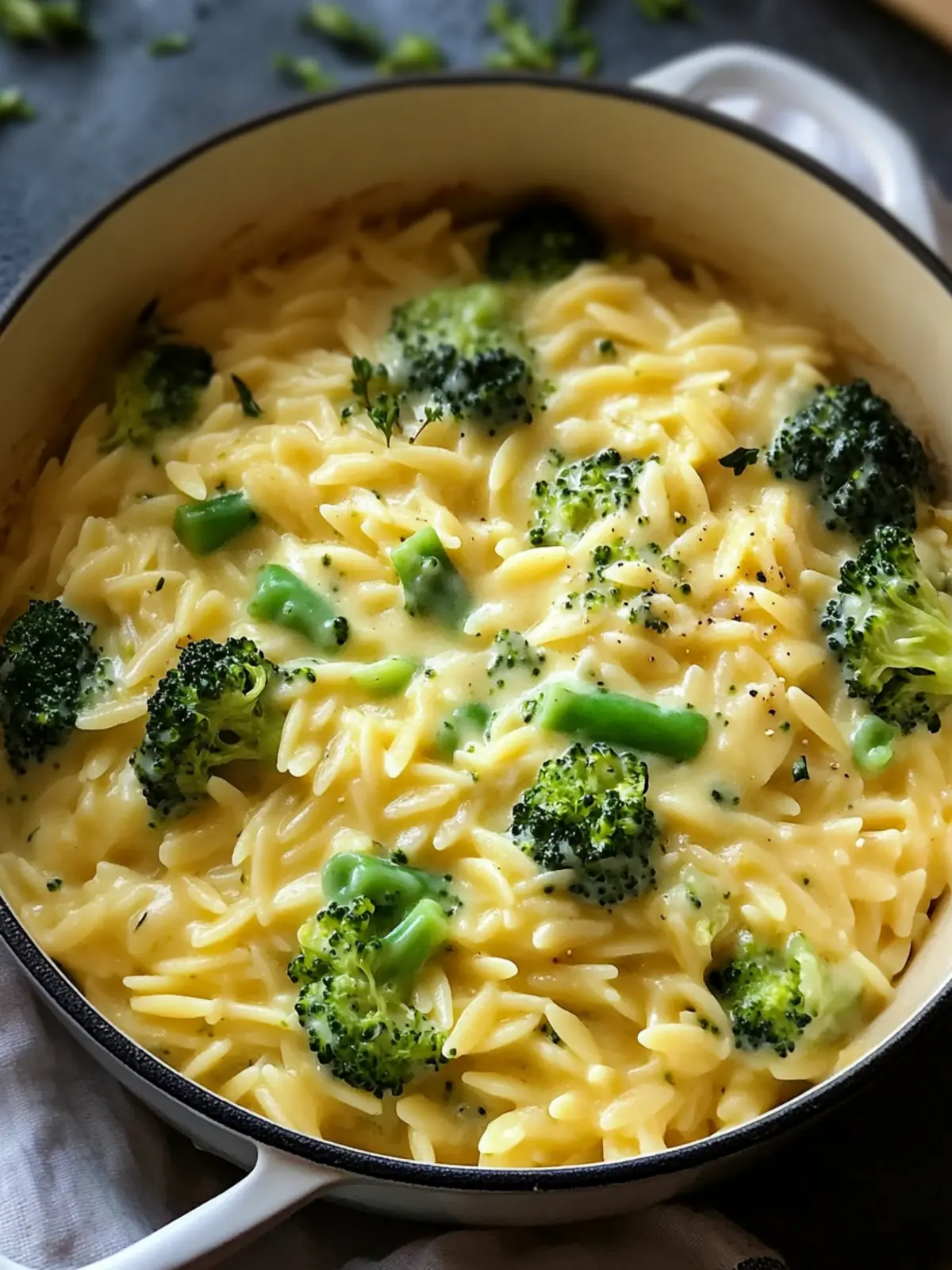 One Pot Broccoli Cheese Orzo