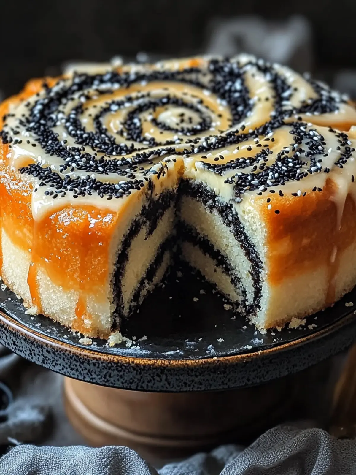 Black Sesame Vanilla Swirl Cake