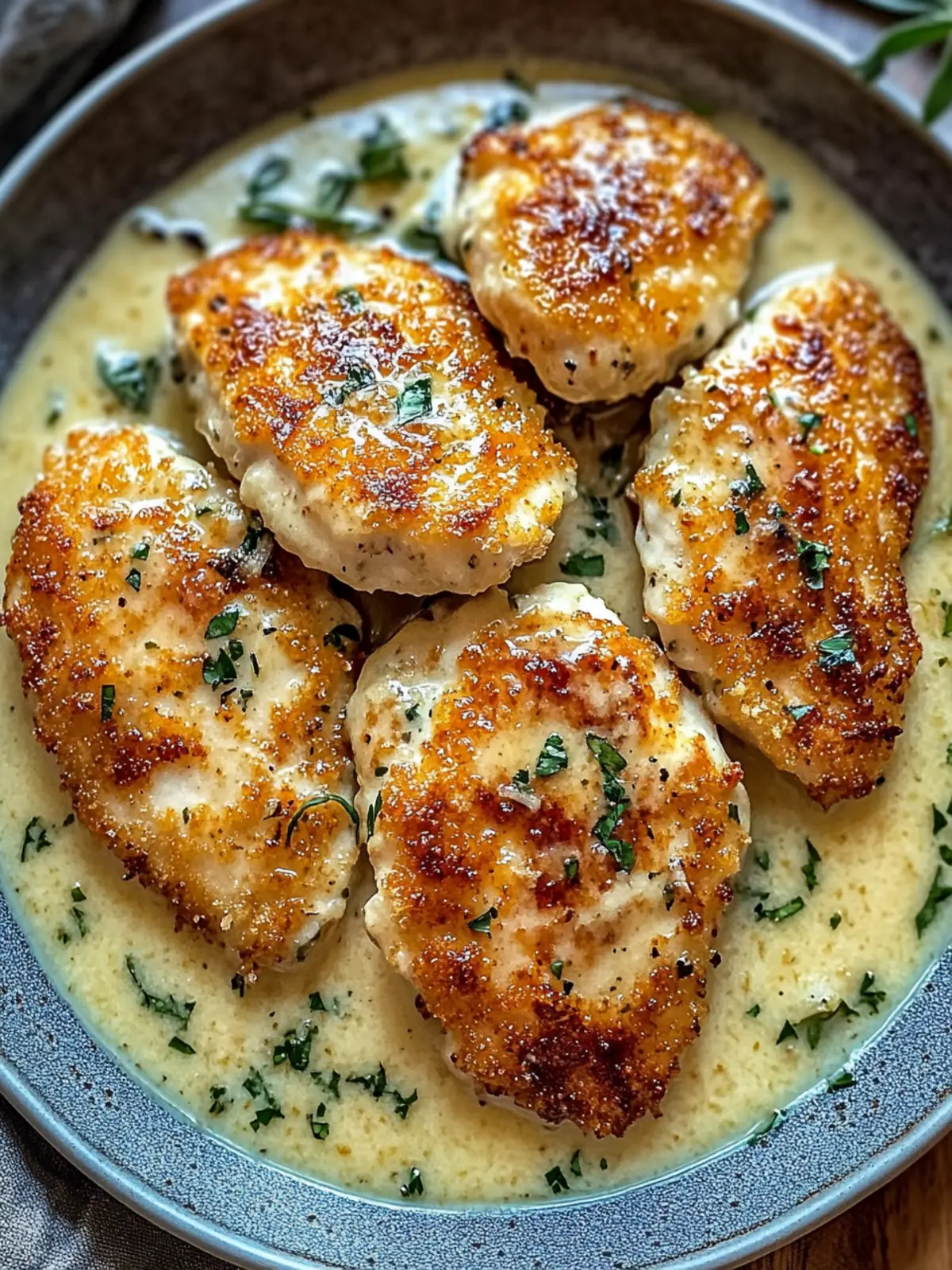Crispy Parmesan Chicken with a Rich Garlic Sauce