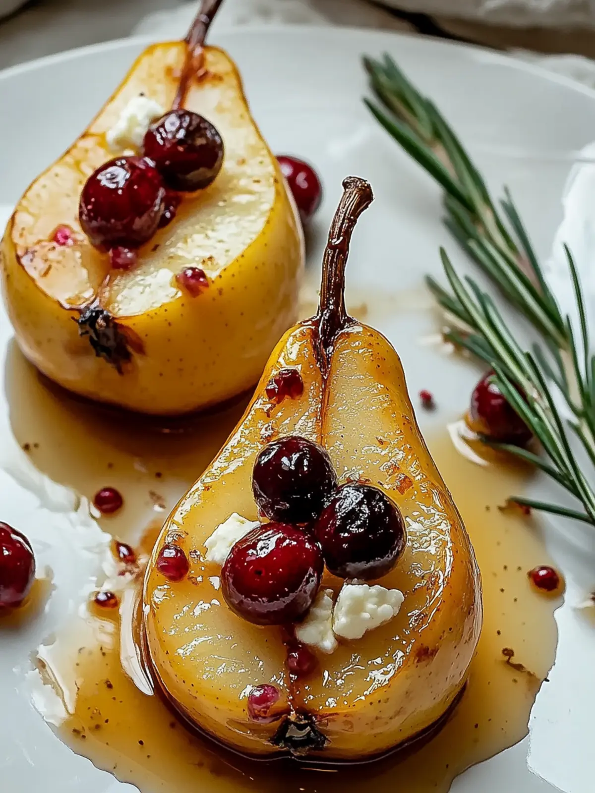 Baked Pears with Goat Cheese, Honey, and Cranberries