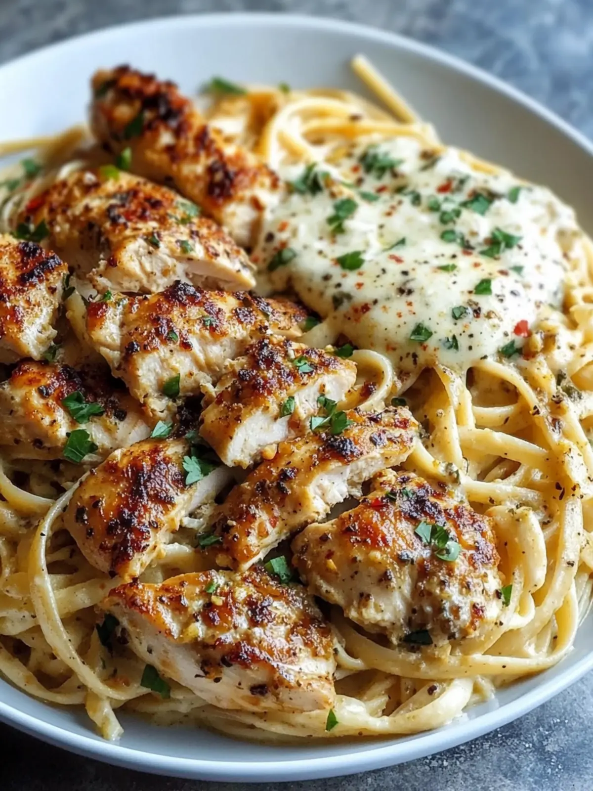 Savory Cajun Chicken and Creamy Garlic Parmesan Linguine