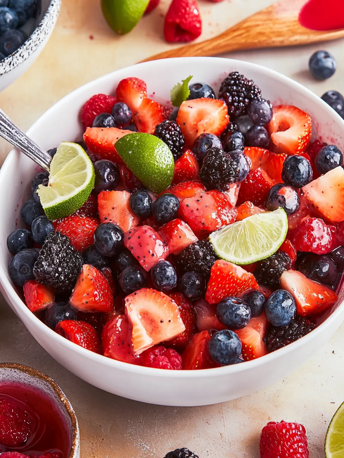 Mixed Berry Salad with Honey Lime Poppyseed Dressing