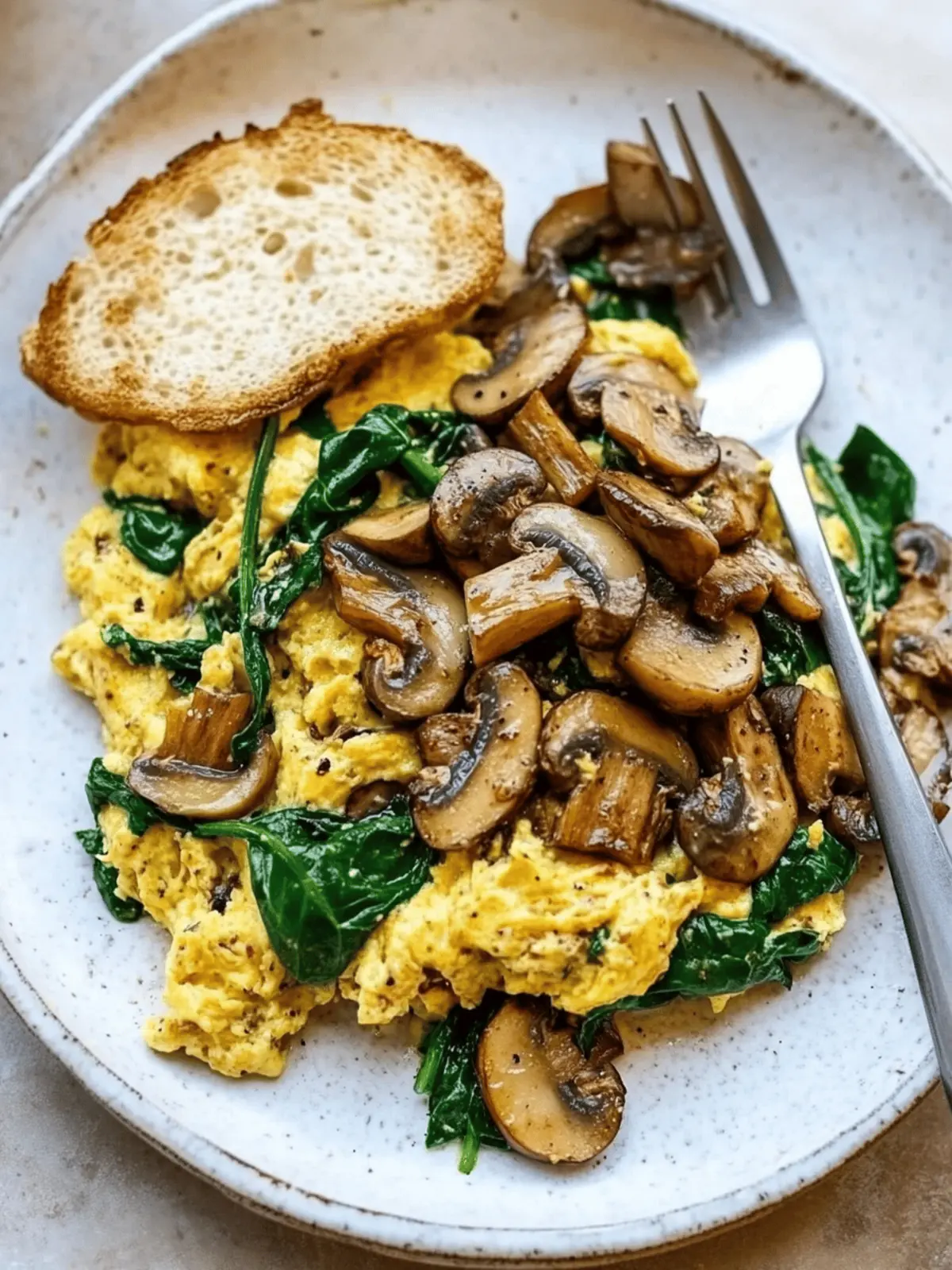 Mushroom-Spinach Scrambled Eggs