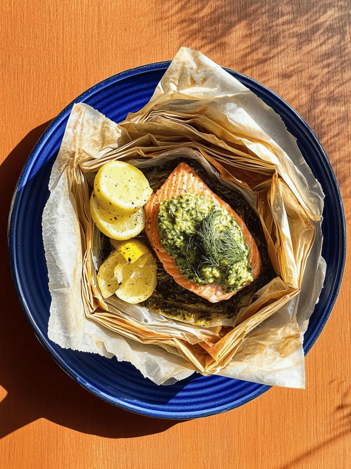 Salmon en Papillote with Mustard Mayonnaisse & Dill Gremolata