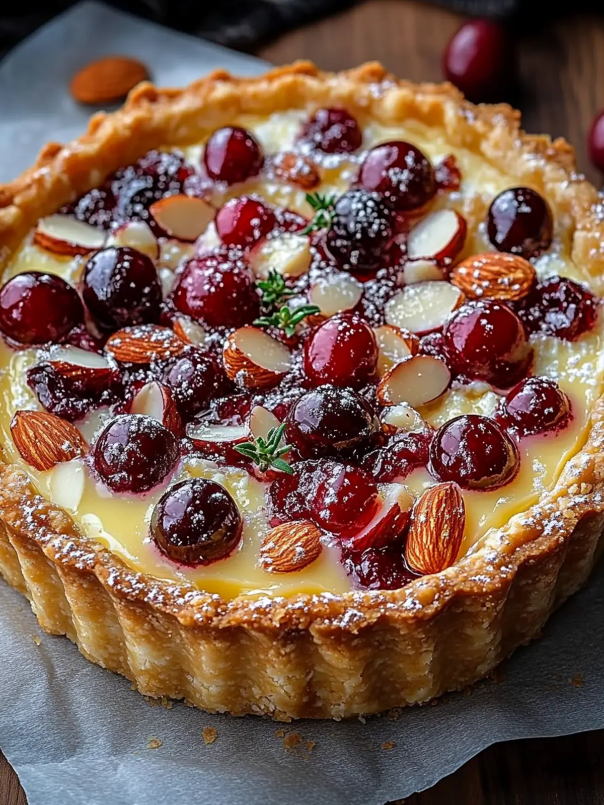 Cranberry Almond Ricotta Tart with a Honey Glaze