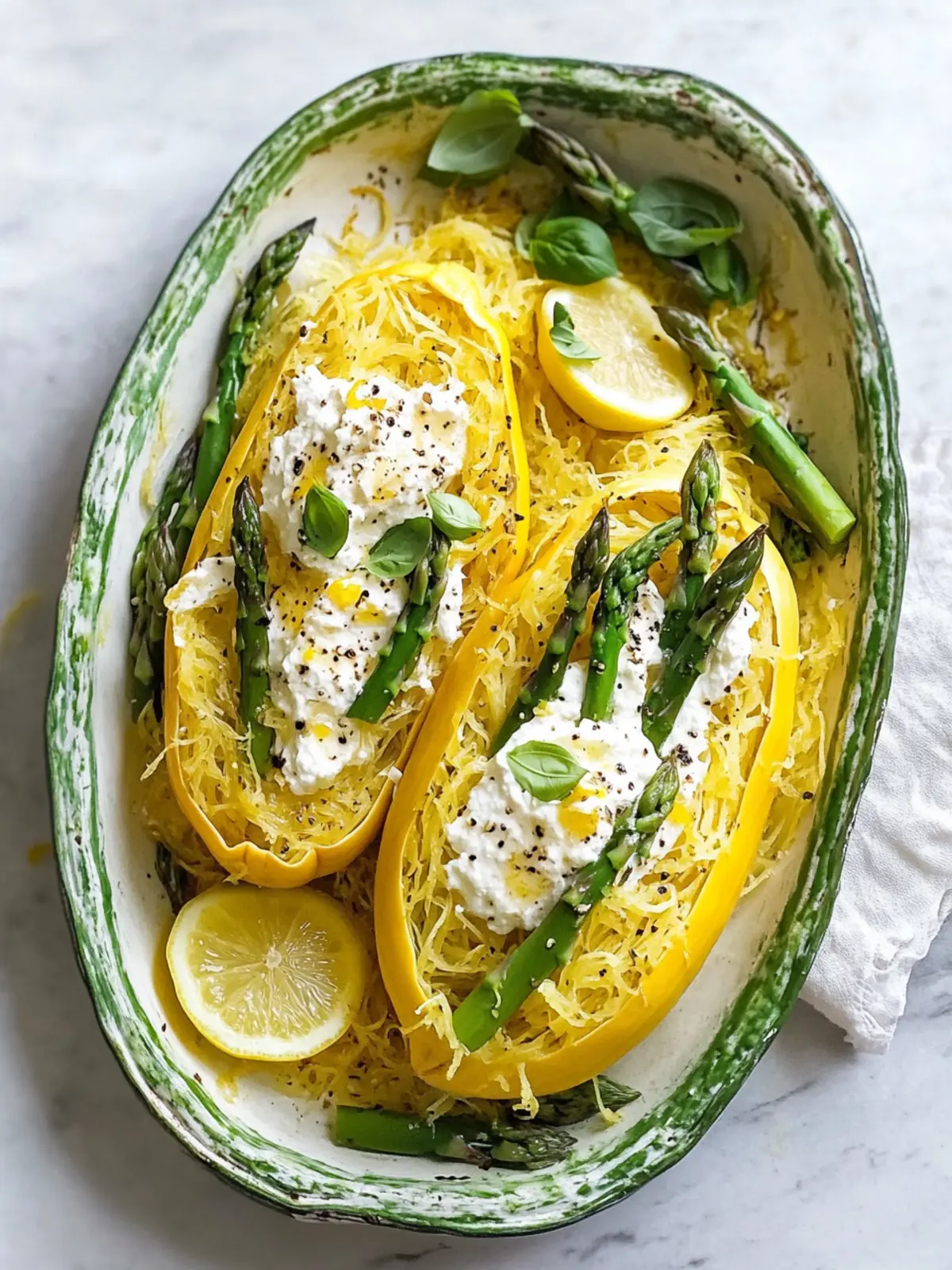Spaghetti Squash with Asparagus, Ricotta, and Lemon