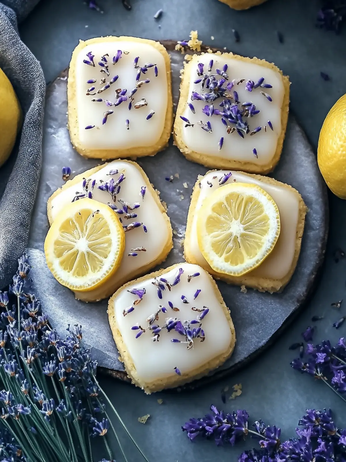 Iced Lemon Lavender Shortbread Cookies
