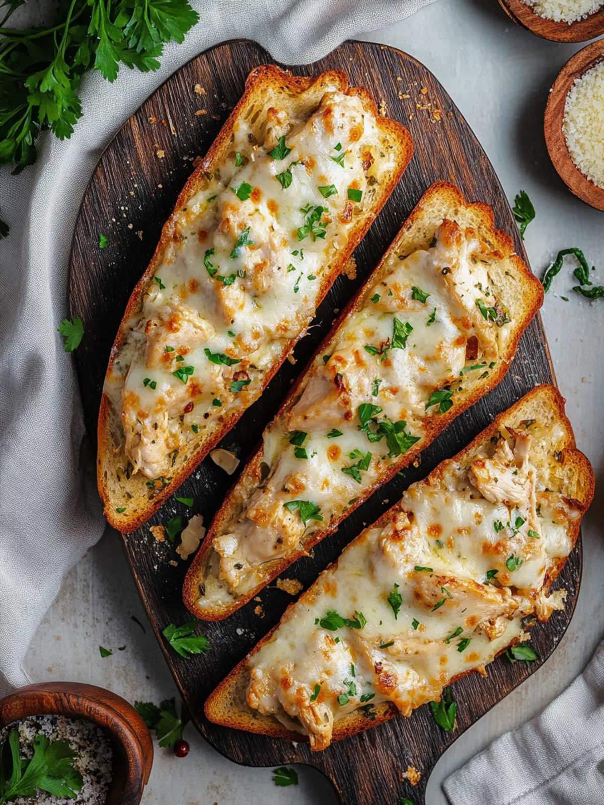 Viral Chicken Alfredo Garlic Bread