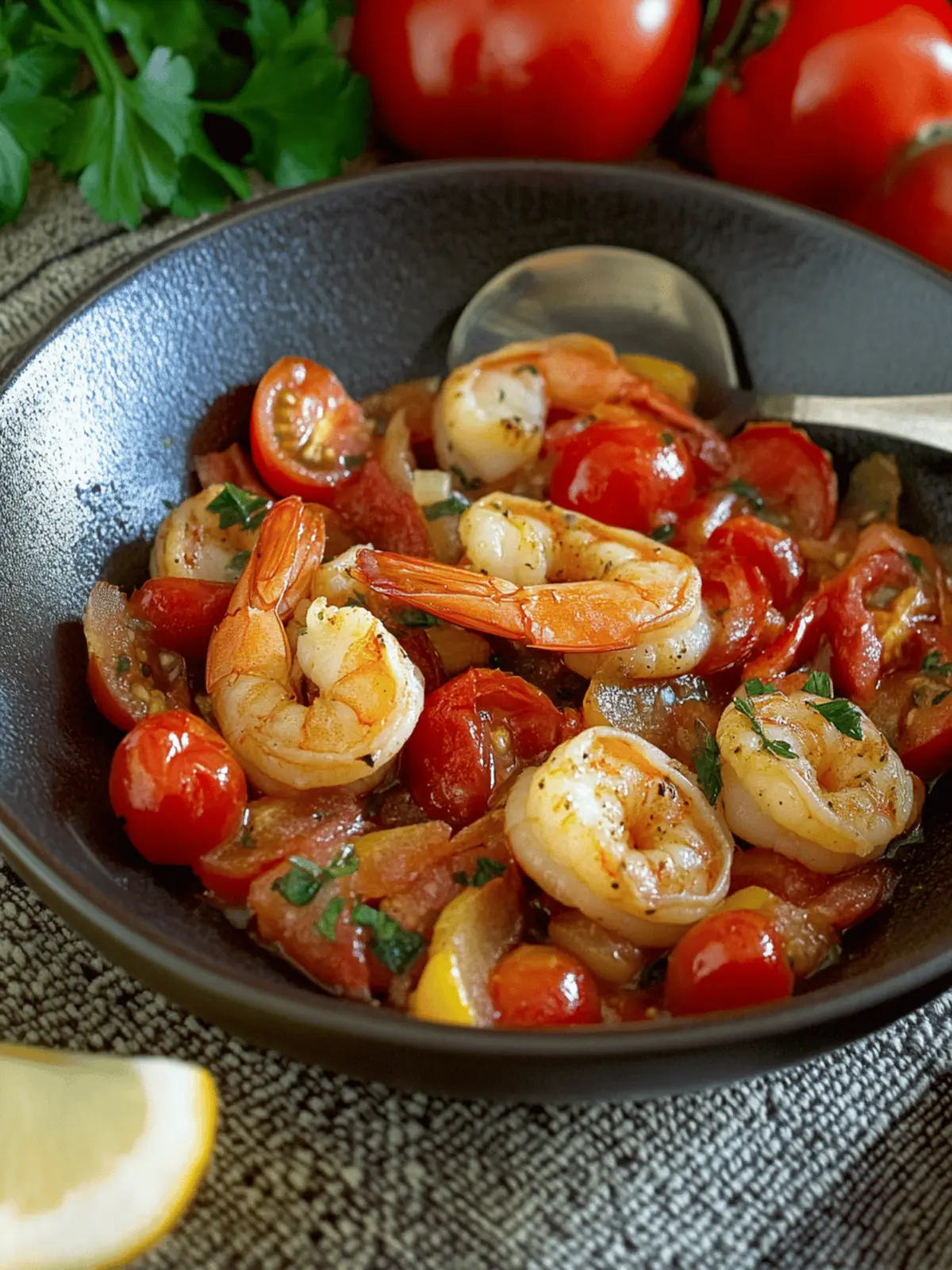 Seared Cherry Tomato and Shrimp Tapas