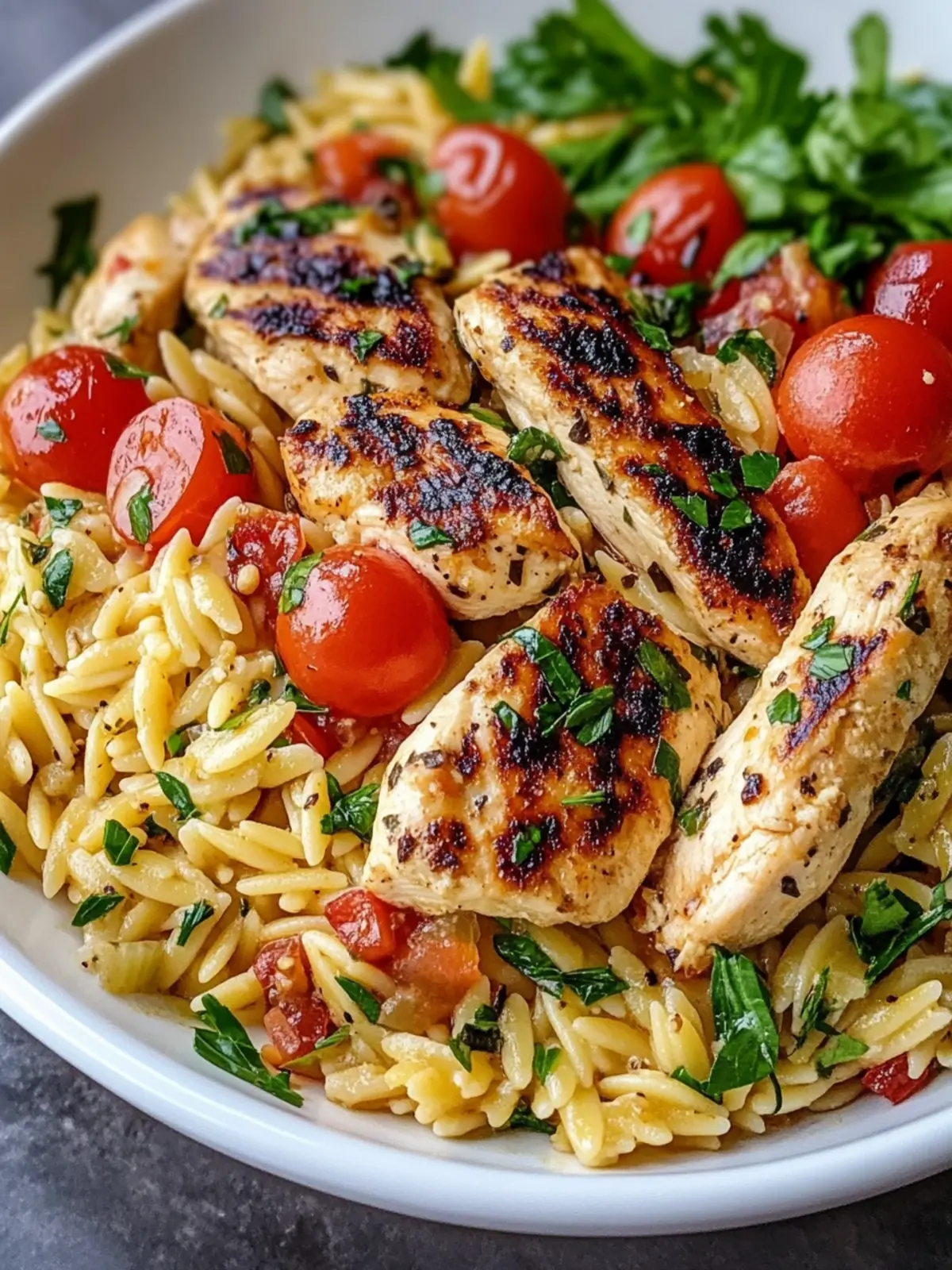 High Protein Mediterranean Chicken Orzo