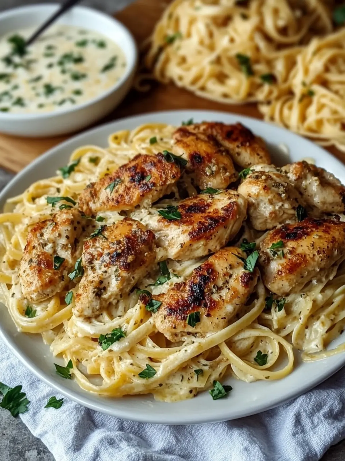 Savory Cajun Chicken and Creamy Garlic Parmesan Linguine