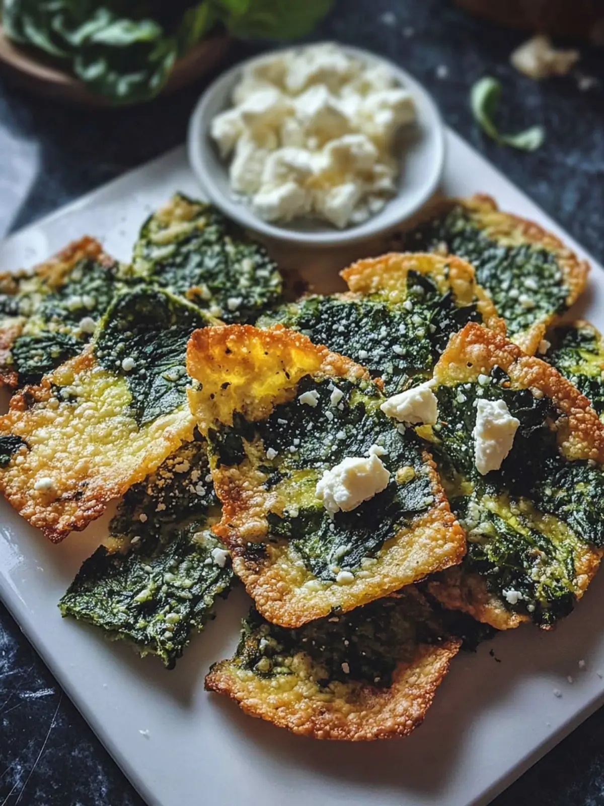 Mediterranean Spinach and Feta Cheese Crisps