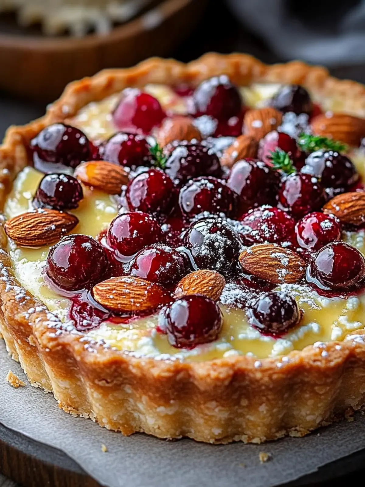 Cranberry Almond Ricotta Tart with a Honey Glaze