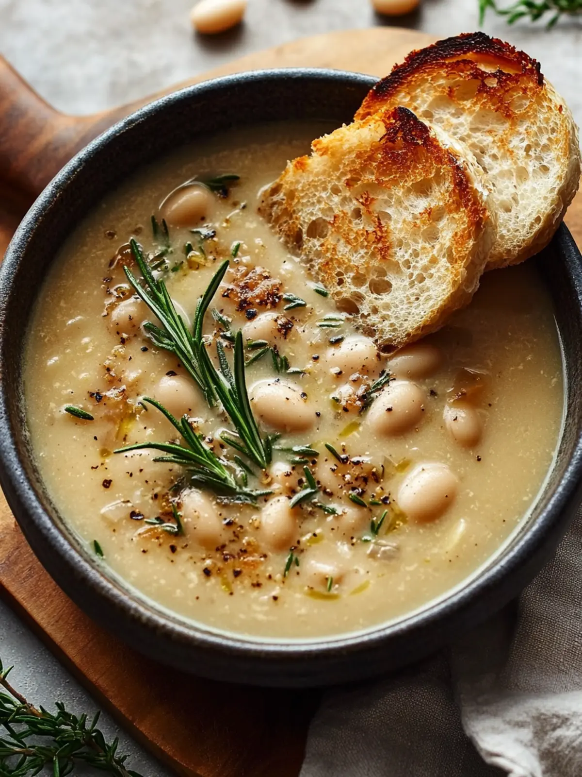 Rosemary and Roasted Garlic White Bean Soup