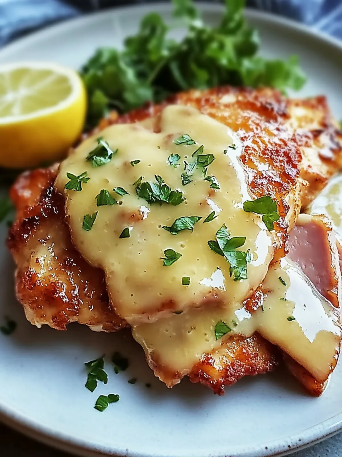 Crispy Malibu Chicken with Ham, Swiss & Honey Mustard