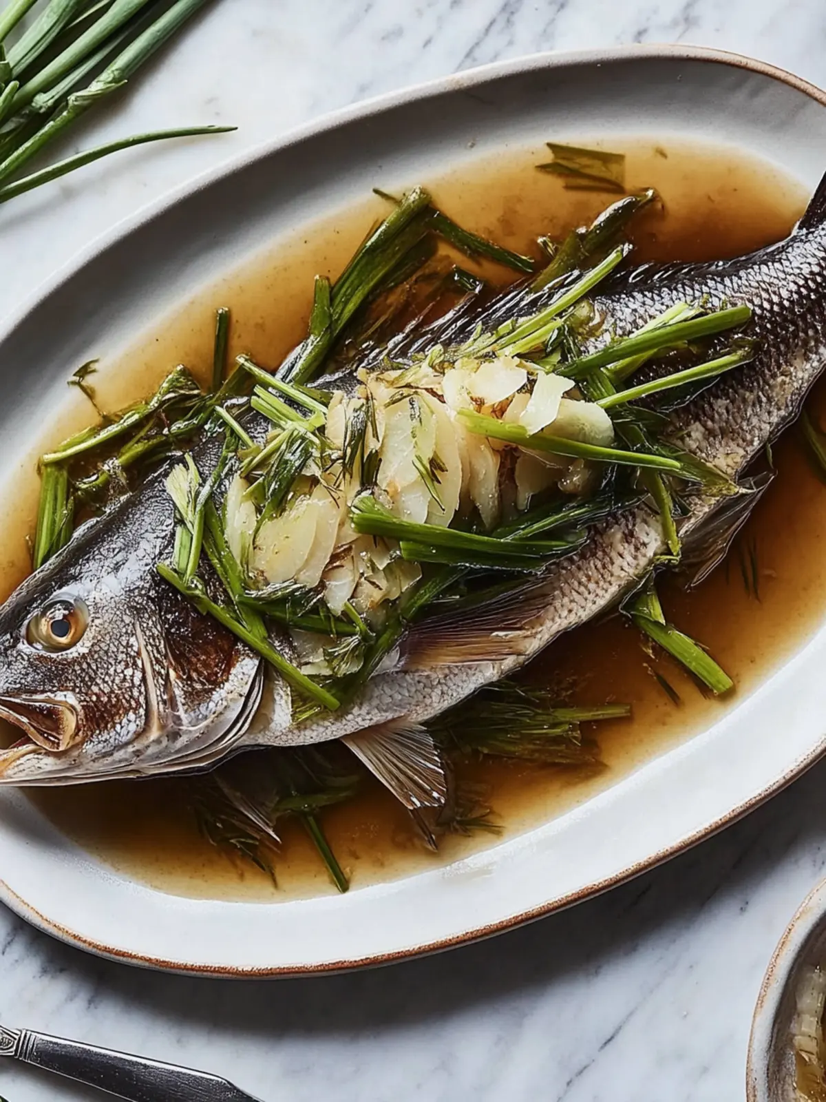 Whole Black Bass with Ginger and Scallions