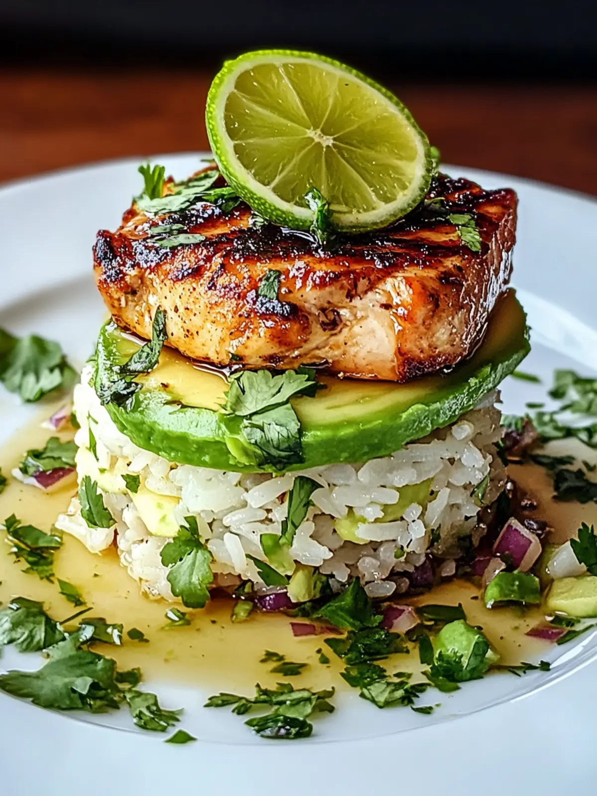 Honey Lime Chicken & Avocado Rice Stack