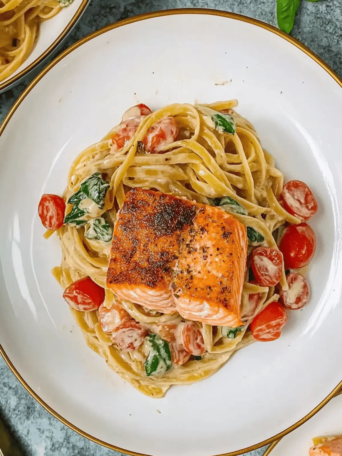 Healthy & Creamy Tuscan Salmon Pasta