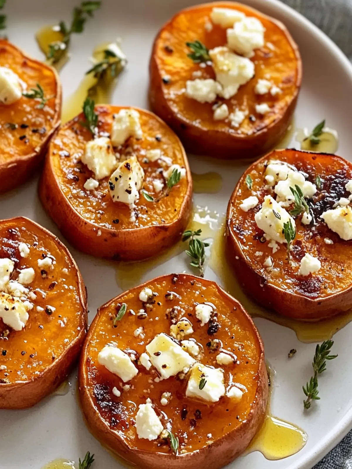 Roasted Sweet Potato Rounds with Honey & Feta
