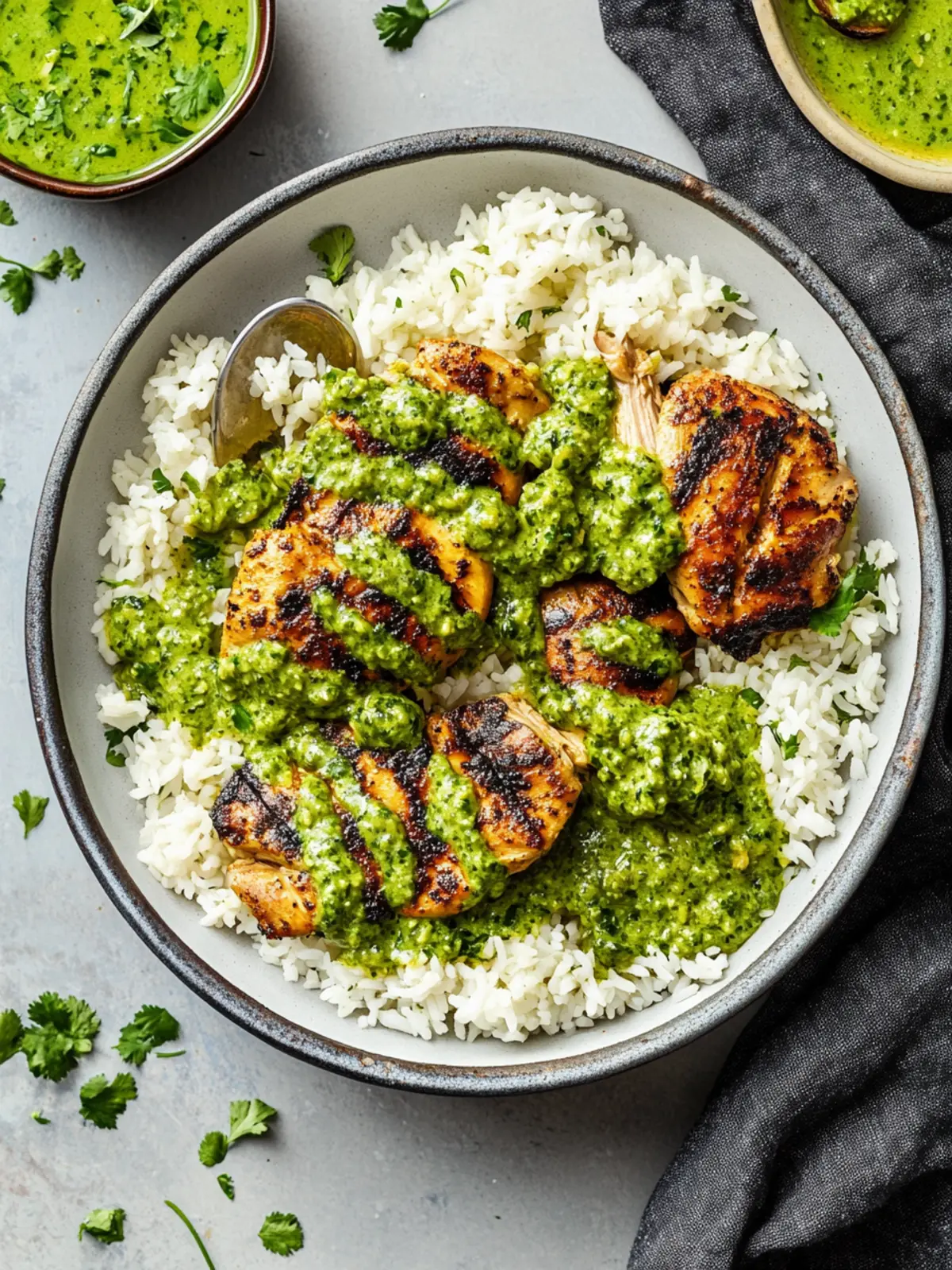 Peruvian Chicken & Rice with Green Sauce