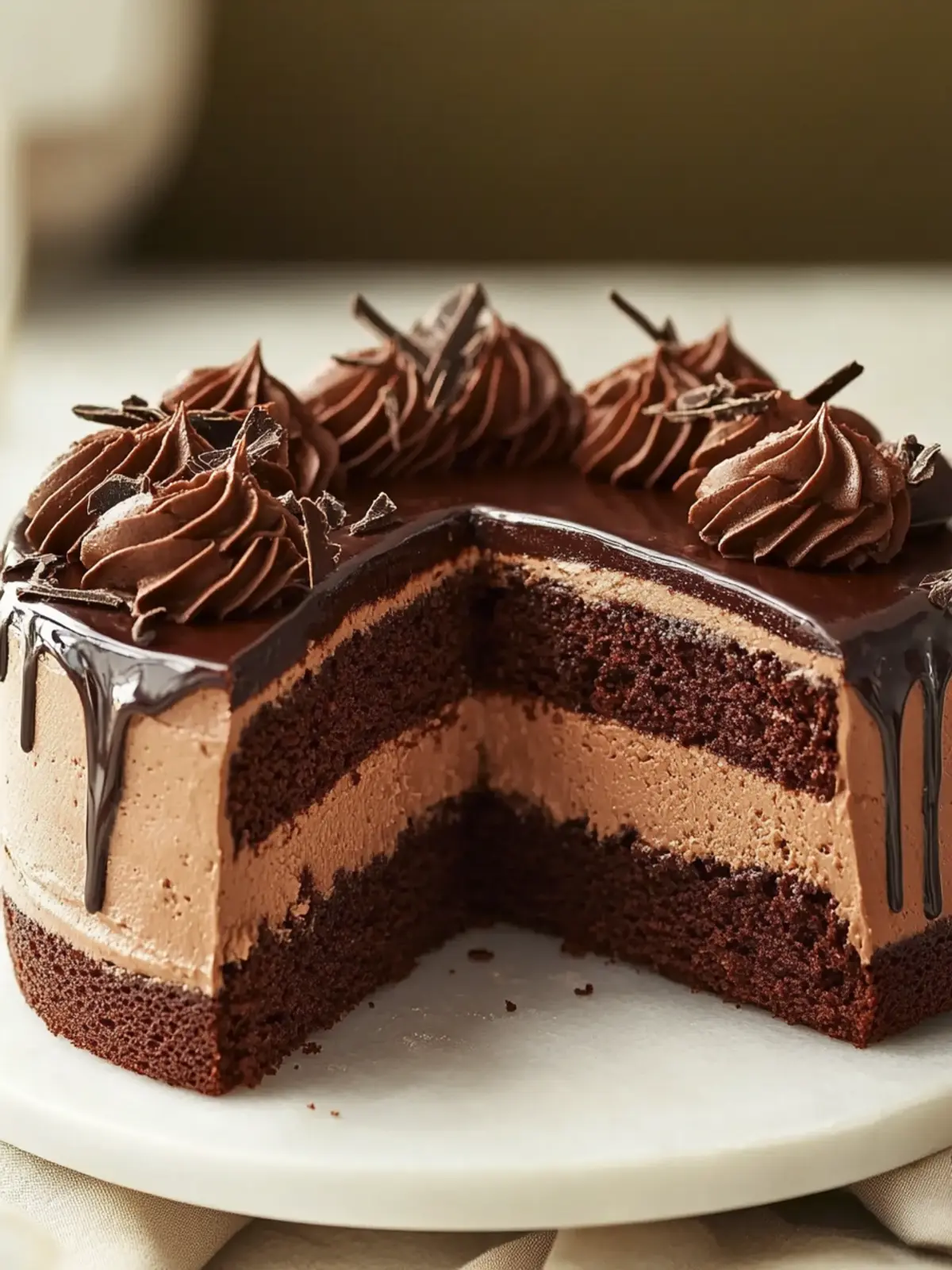Triple Chocolate Mousse Cake