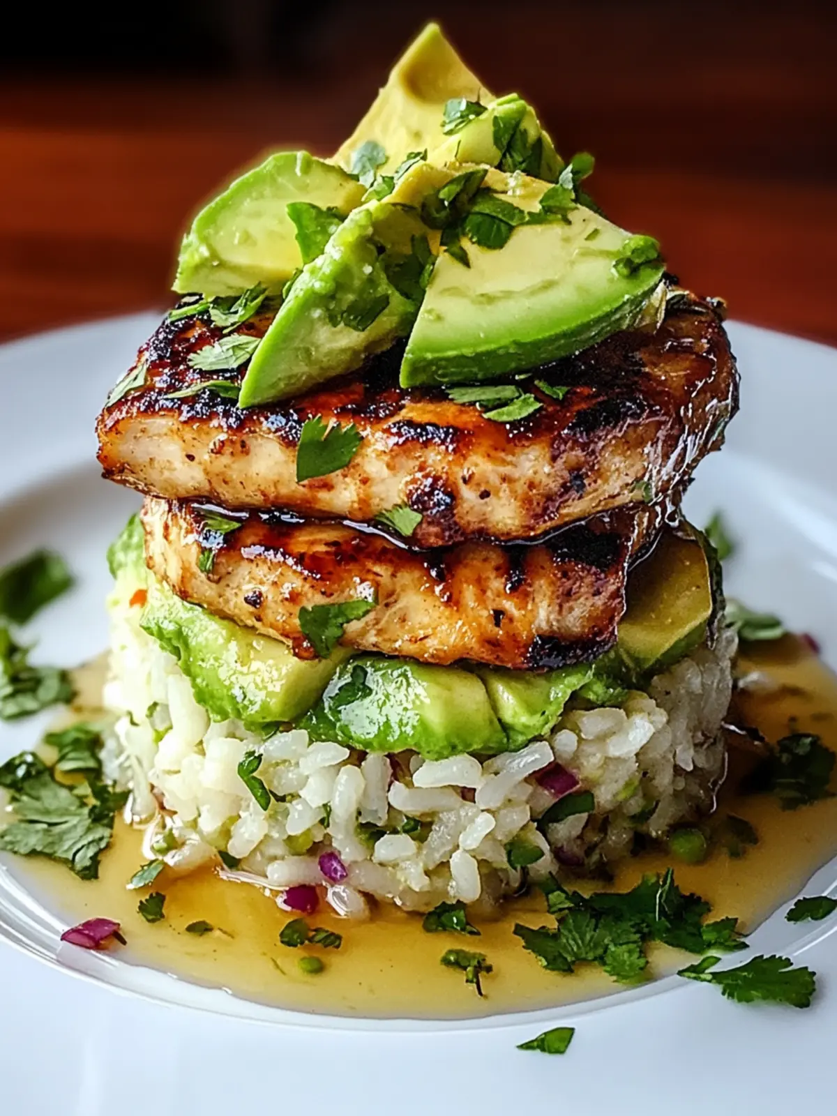 Honey Lime Chicken & Avocado Rice Stack