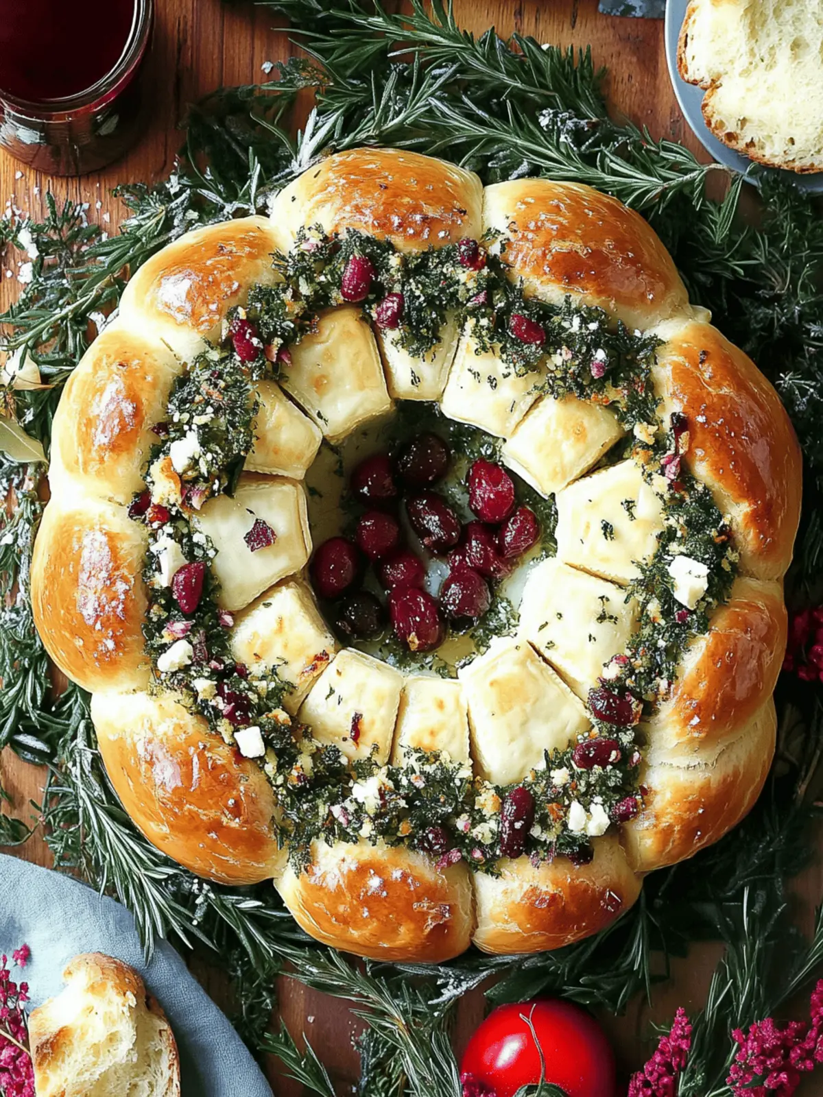 Baked Brie and Bread Wreath