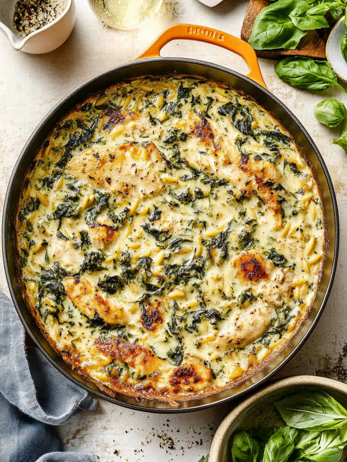 Creamy Ricotta Chicken and Orzo Skillet