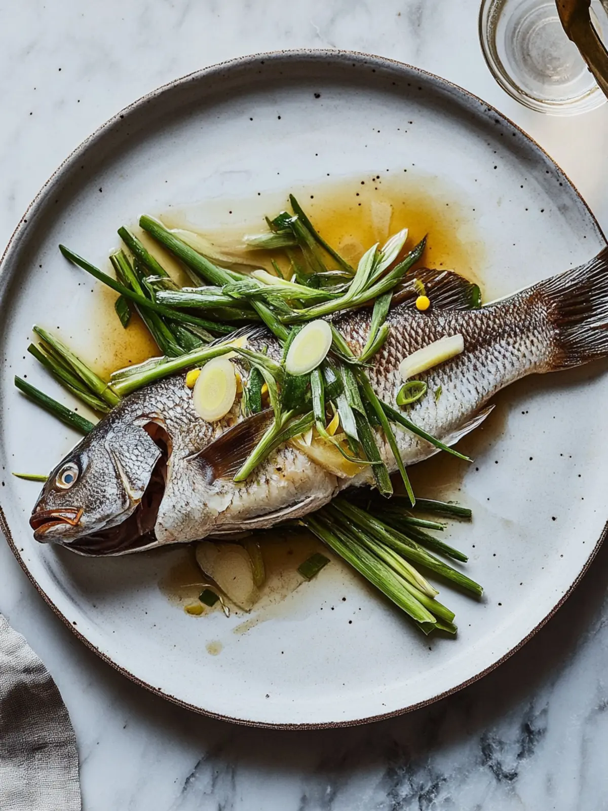 Whole Black Bass with Ginger and Scallions
