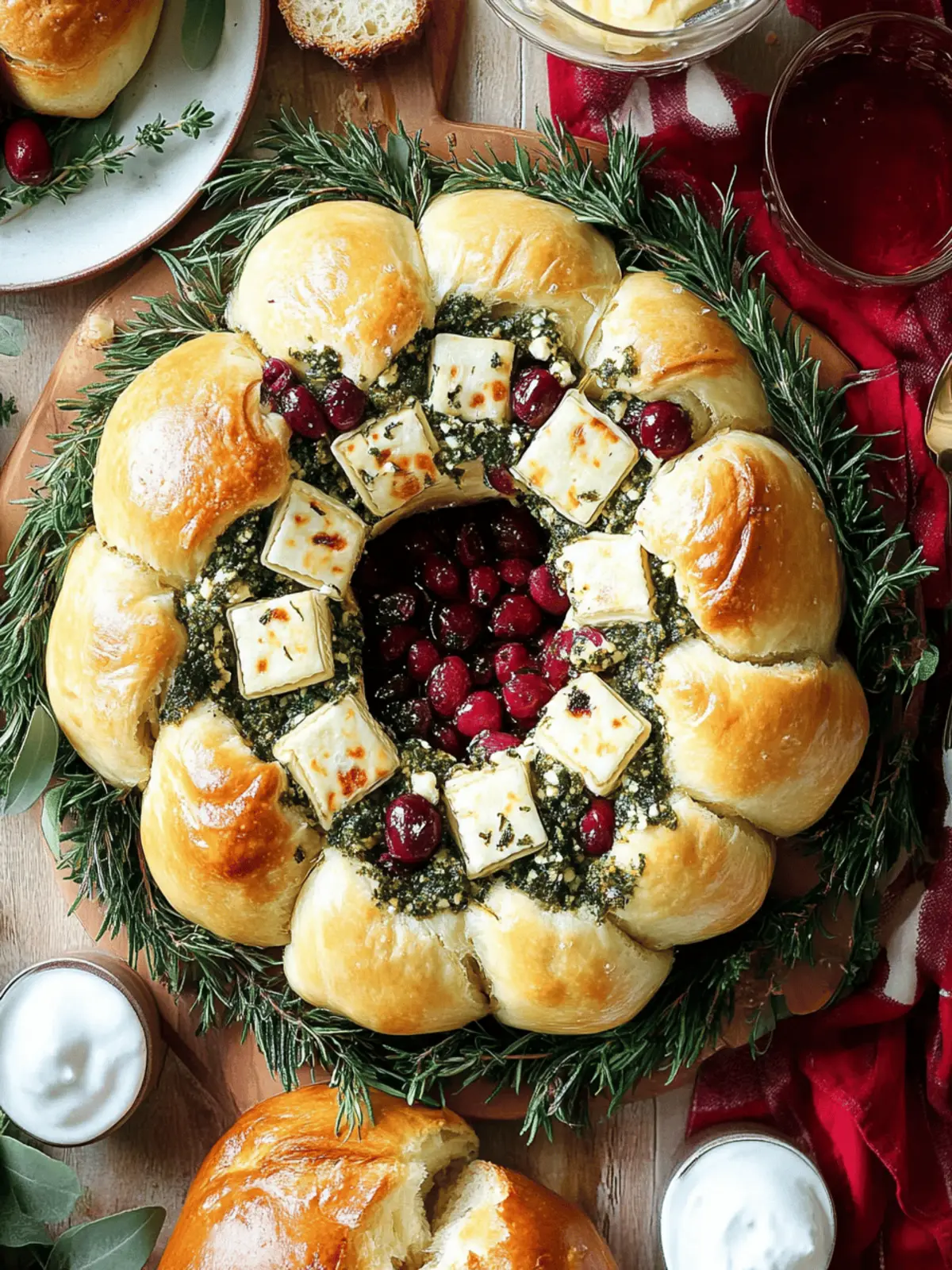 Baked Brie and Bread Wreath