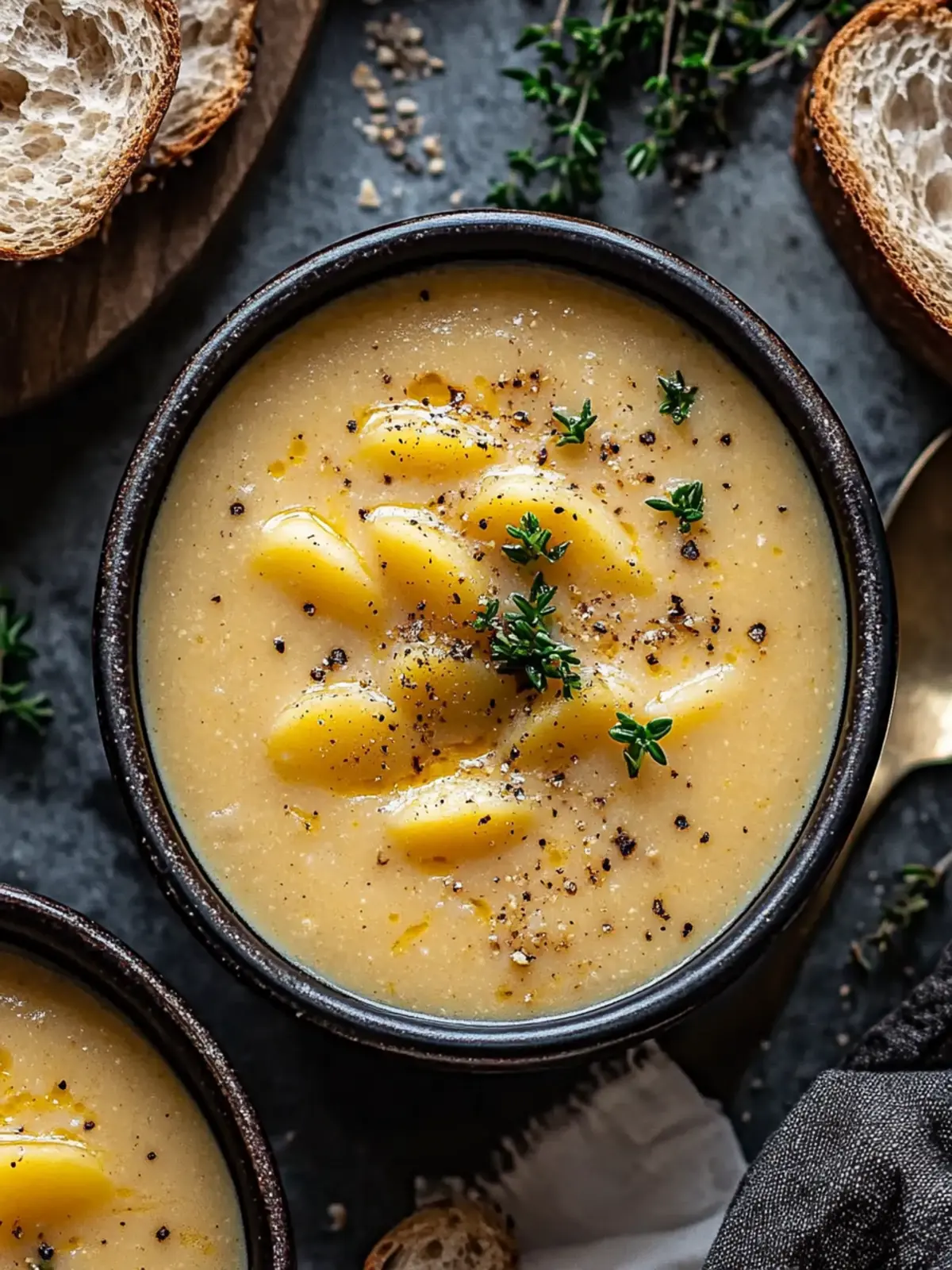 Hearty Cheddar Garlic Herb Potato Soup