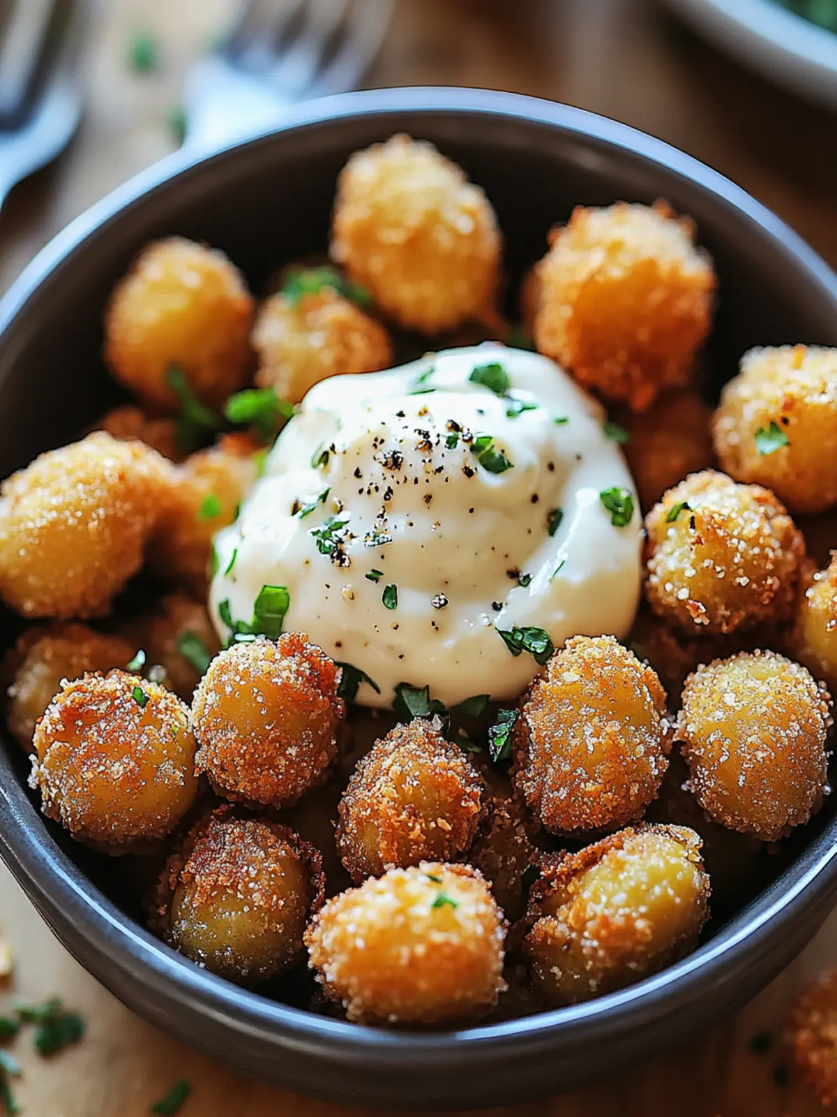Crispy Fried Olives With Creamy Aioli