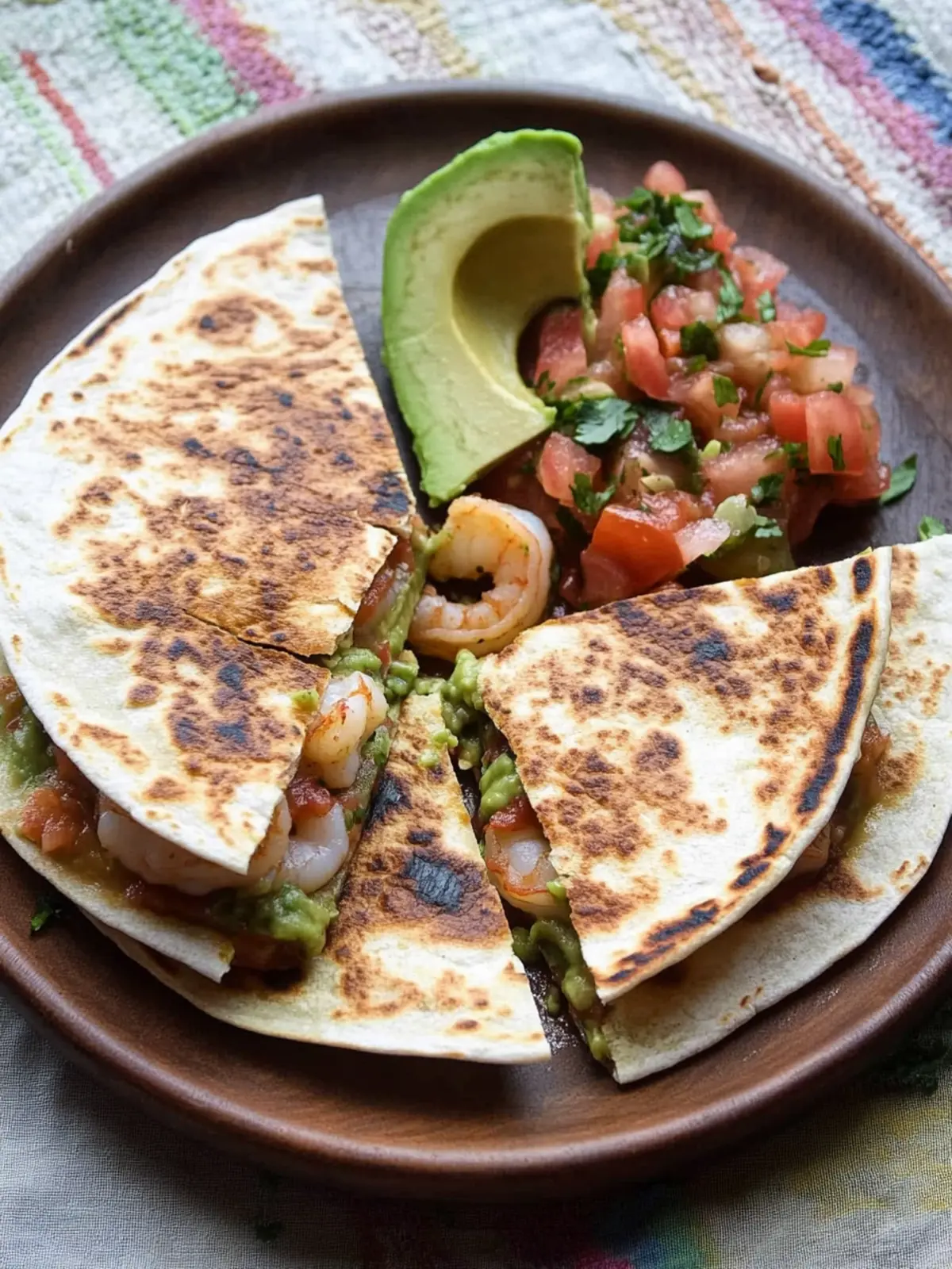 Shrimp Quesadillas with Tomato Avocado Salsa