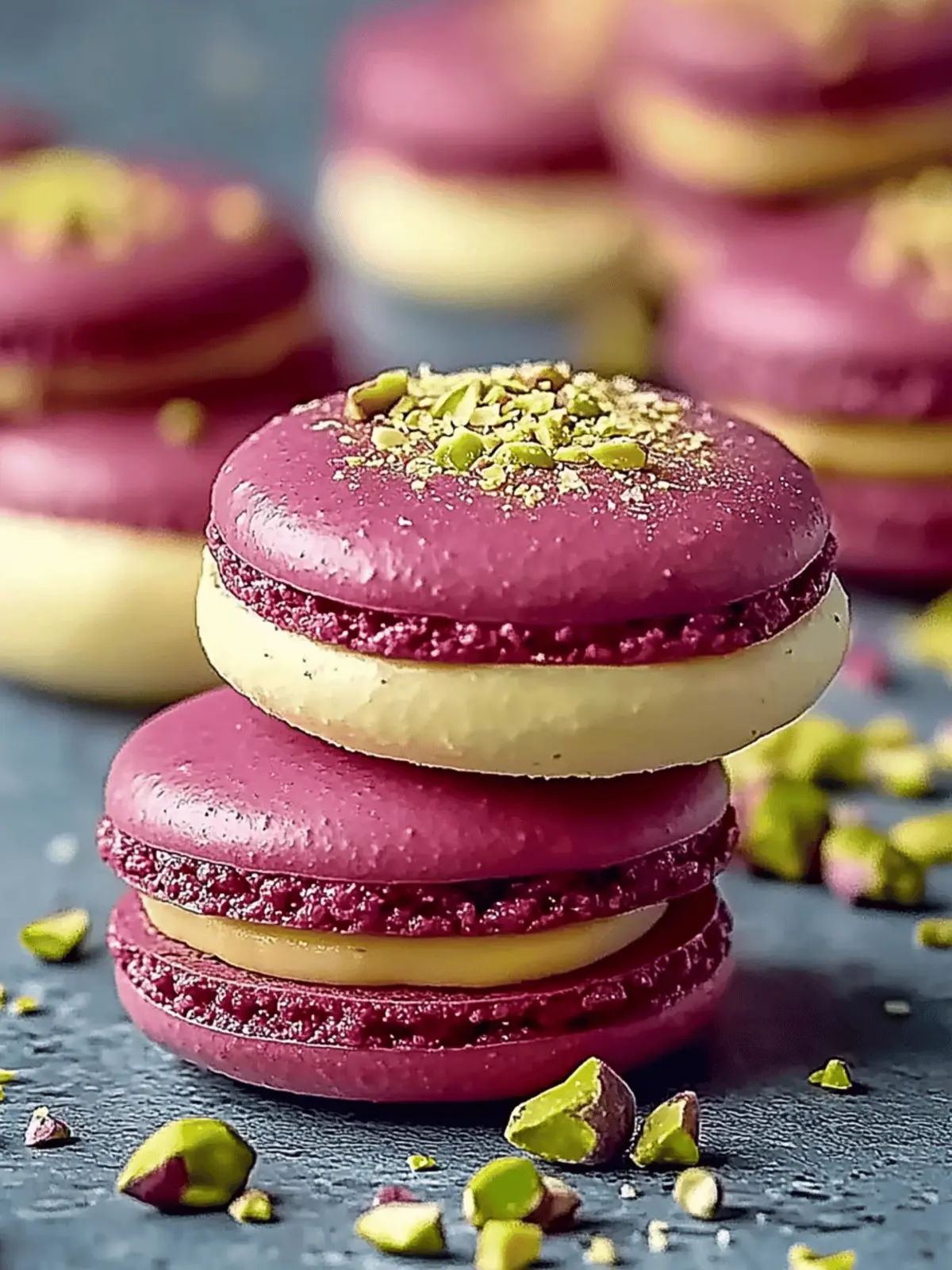 Luxurious Raspberry Pistachio Macarons