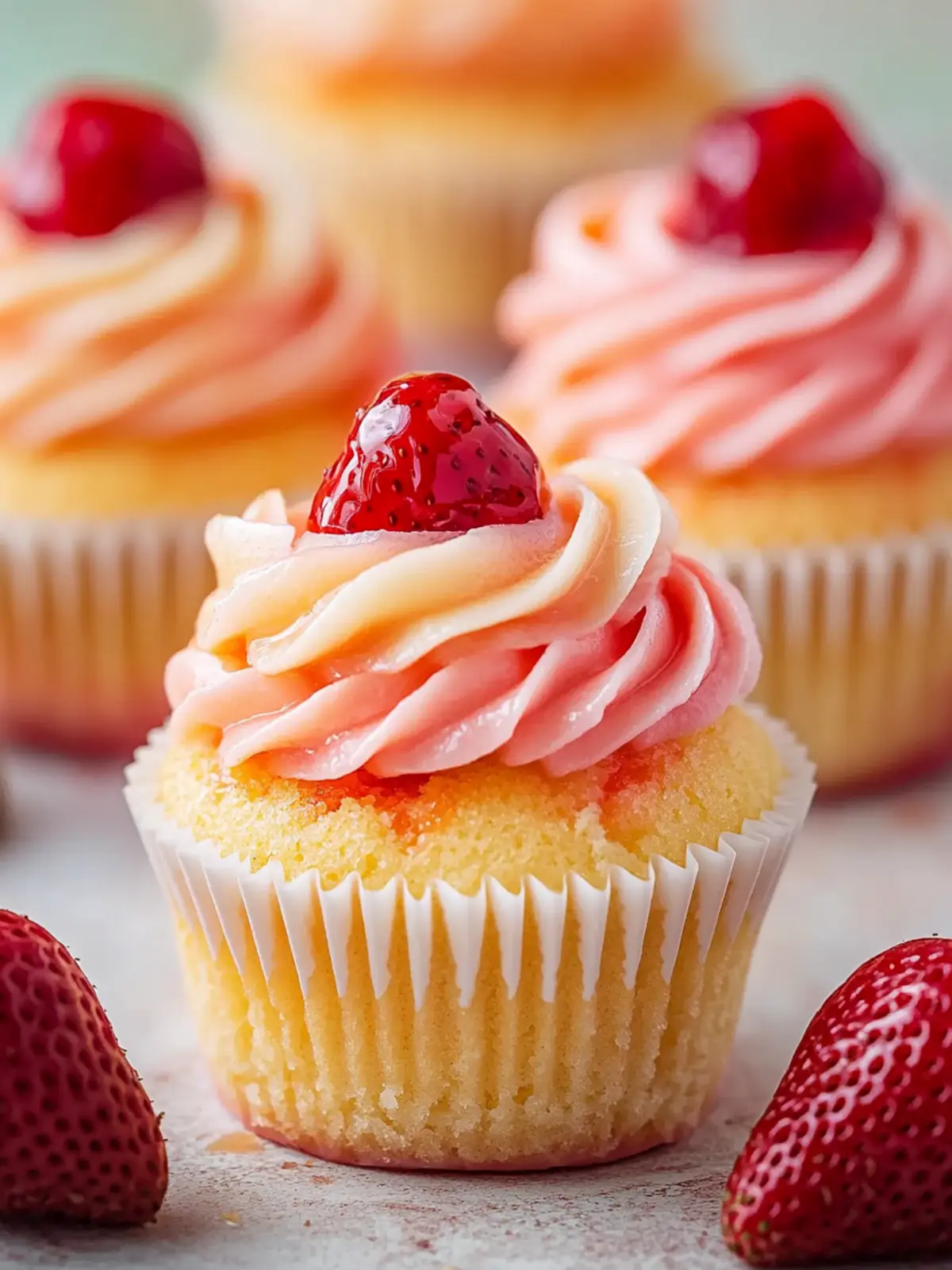 Mango Strawberry Sunset Cupcakes
