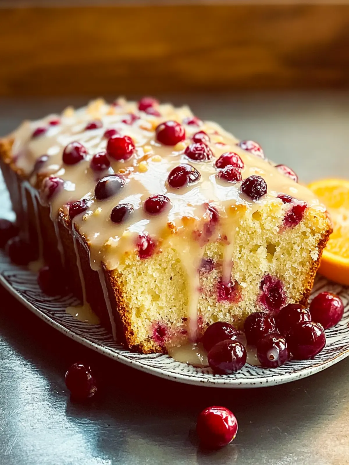 Cranberry Orange Bread with Glaze