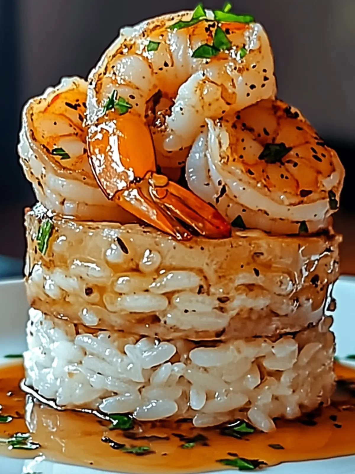 Garlic Butter Shrimp and Rice Stack
