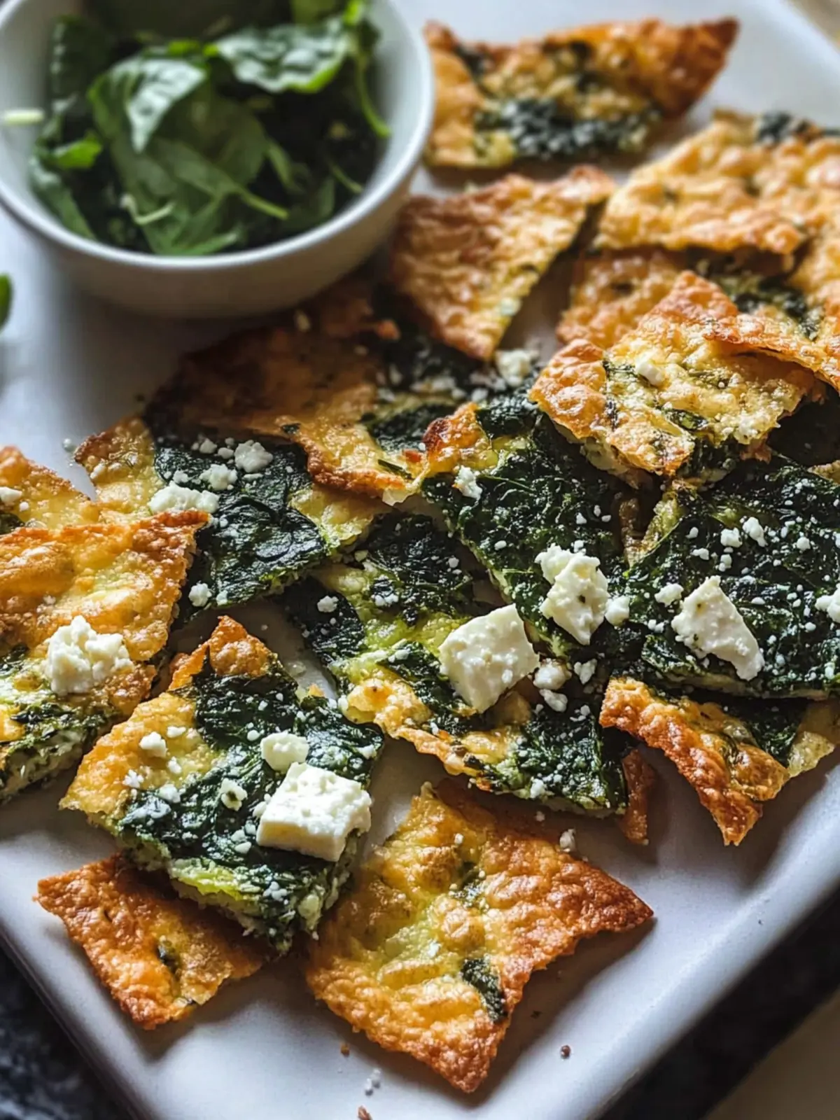 Mediterranean Spinach and Feta Cheese Crisps